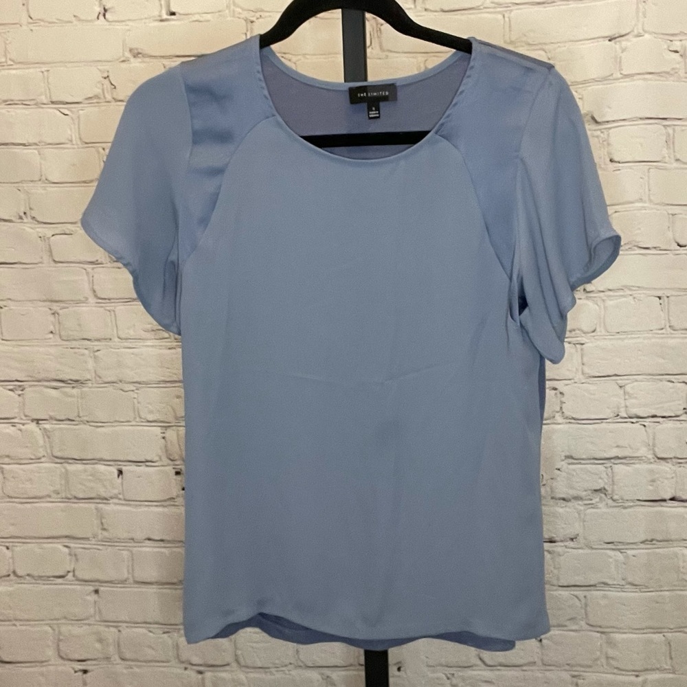 The Limited Blue Flutter Sleeve Blouse - Picture 1 of 4